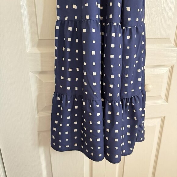 Womens Summer Maxi Dress Smocked Polka Dot Long Boho Beach Sun Dress Small - Picture 7 of 9